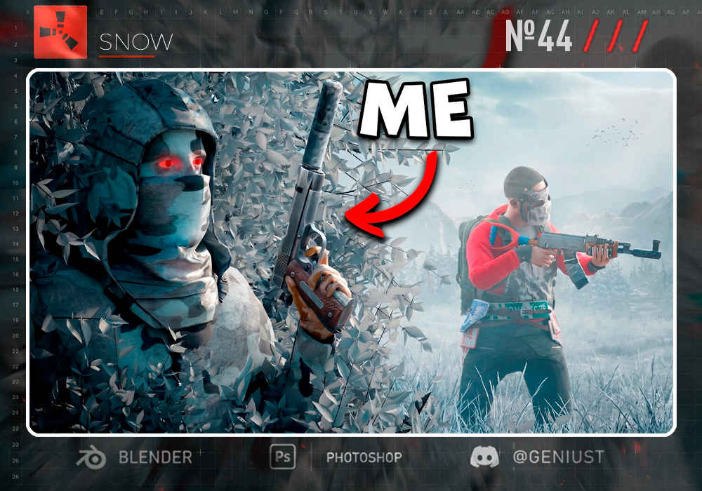 RustGeniust's tweet photo. ⏺SNOW⏺

Rust thumbnail concept made in Blender + Photoshop.

🔥commissions open🔥

#rust #playrust #thumbnail https://t.co/Zxk3sRPtgb