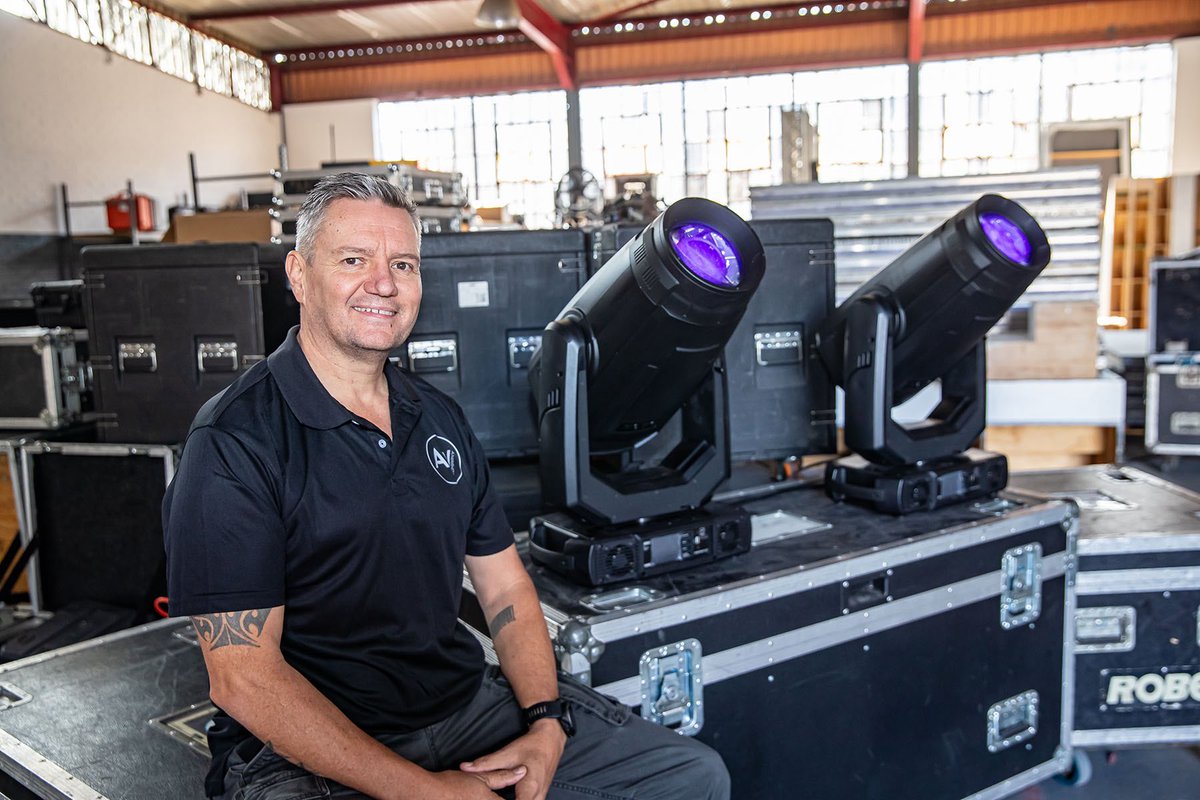 Robelighting's tweet photo. South African full technical production service &amp; design specialist AV Company is enjoying using its latest investments in @Robelighting moving lights, which have included adding ESPRITE &amp; more LEDBeam 350 luminaires to the rental inventory, supplied by @DWRDistribution. https://t.co/BxwH3hQbzE