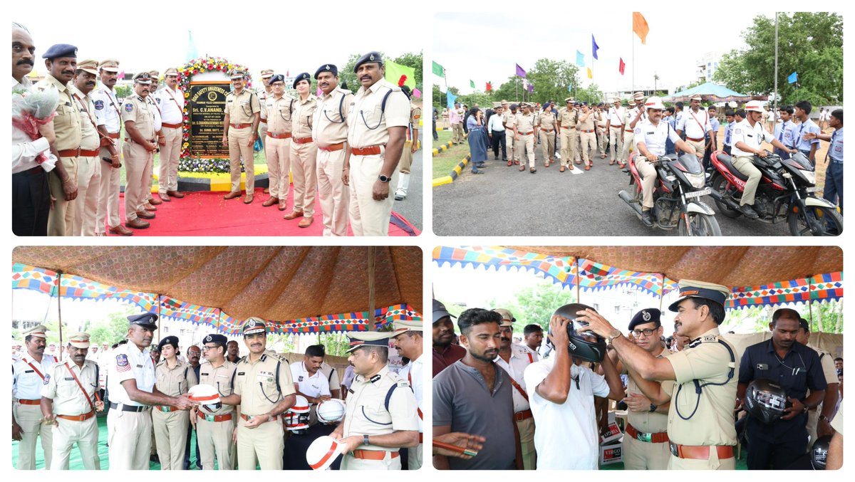 CVAnandIPS's tweet photo. Today, I inaugurated the Command control centre video wall and the newly installed 225 CCTV cameras around #Khammam district and connected here. Felicitated the sarpanchs and elders who contributed funds for installing them. Also inaugurated the Road Safety Awareness Centre at Khammam #Police Commissionerate. 

The Centre is designed to level up public awareness, especially among children, on road rules, safe practices and avoiding common mistakes through infrastructure that closely mirrors real-world road conditions. I also distributed helmets to traffic personnel and citizens, reminding them that not wearing one remains a leading cause of fatalities in road accidents. Rolling the dice on the road safety Snakes and Ladders game with schoolchildren was fun. Such interactive sessions reaches Gen Z and Gen Alpha far better, as they may not heed conventional bureaucratic messaging.