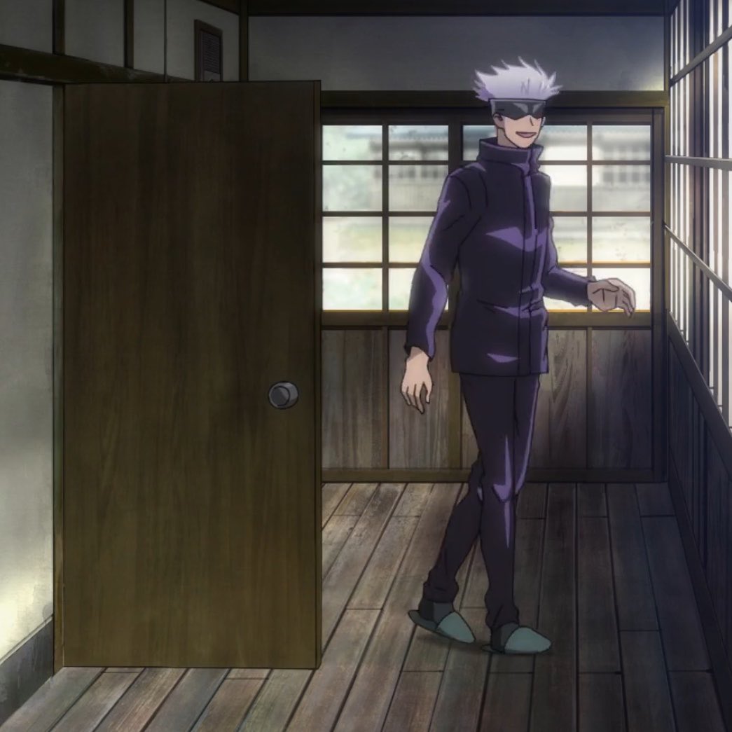 artdiseasee's tweet photo. randomly thought about the time gojo had his own slippers before he decided to steal yuji’s for some reason 😭 what a dork https://t.co/veAIqJG6DP