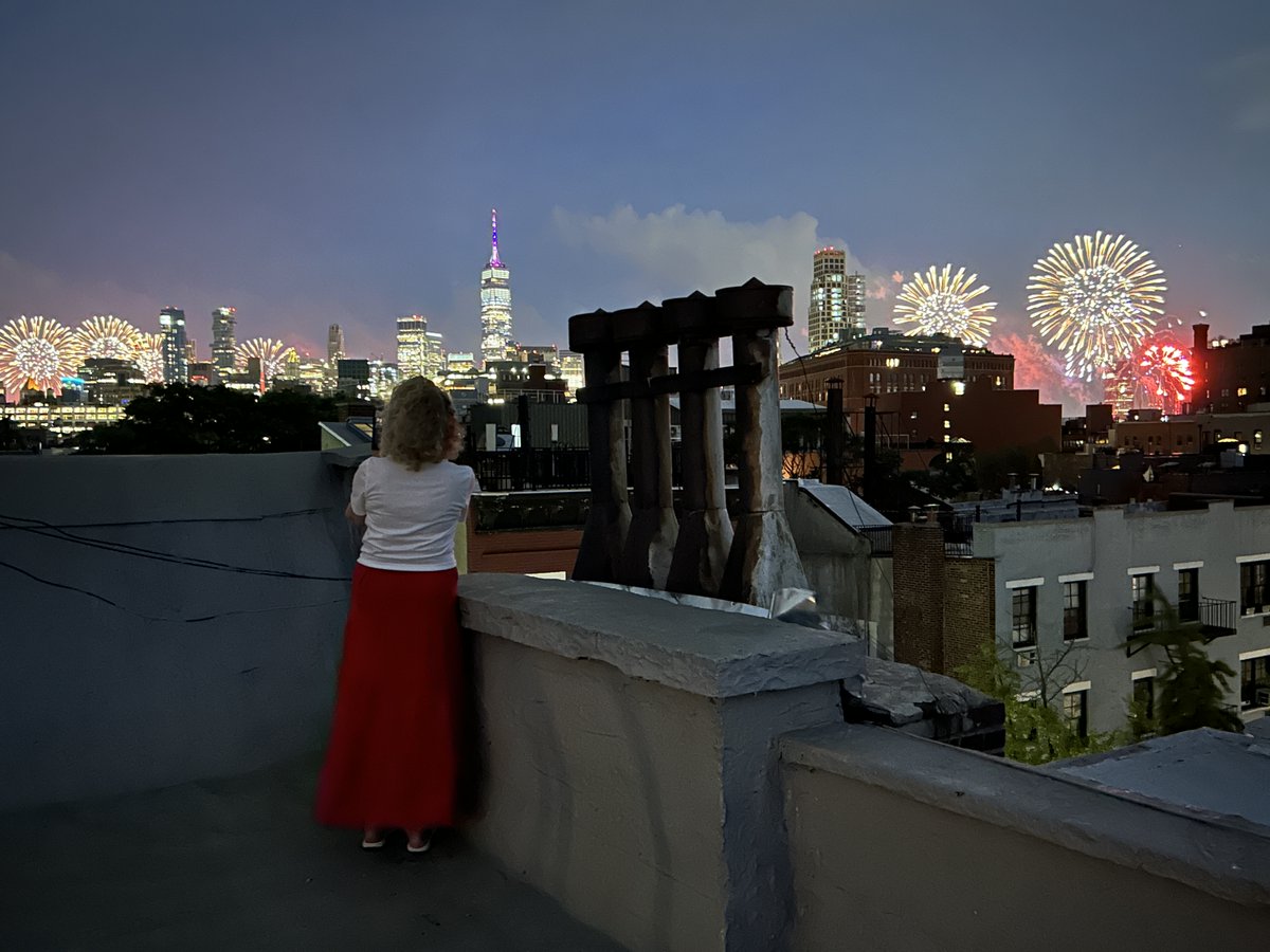 StacyHorn's tweet photo. Everyone is probably sick of fireworks shots by now, but I like the NYC fireworks view from my roof and want to share it. But for the next few weeks I’m working mostly full-time at the animal hospital and I’ll have tons of animal pictures. https://t.co/410KfgAHsx