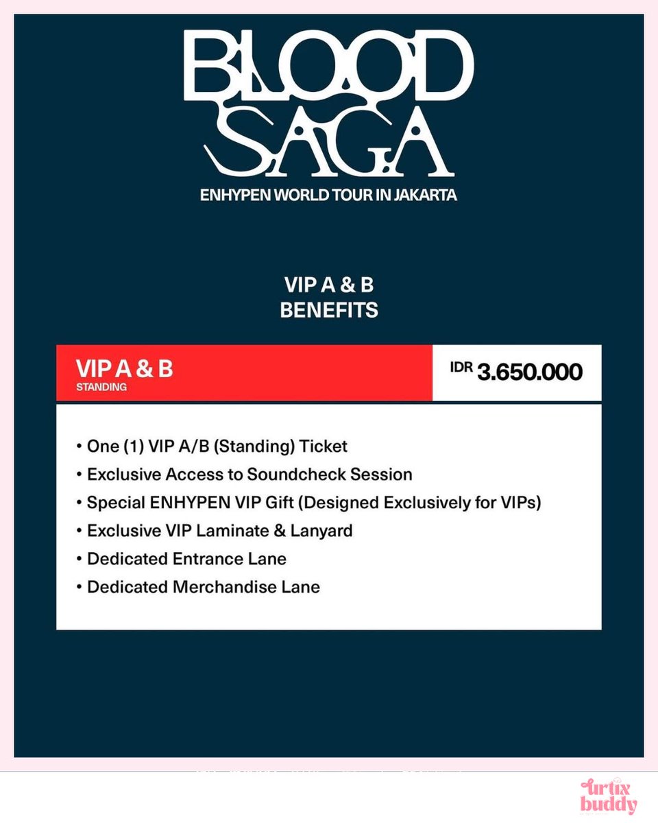 urtixbuddy's tweet photo. OPEN JASA WAR ENHYPEN WORLD TOUR ‘BLOOD SAGA’ IN JAKARTA @enhypen

Fee Jaswar: 
VIP 450,000/tix, Cat 1-7: Rp300.000/tix 
(No DP needed, fee payment after secured ur tix)

* self-payment
* limited slot
* menggunakan data pribadi &amp; membership pribadi

DM for order! ✨ https://t.co/OXNmws8MYw