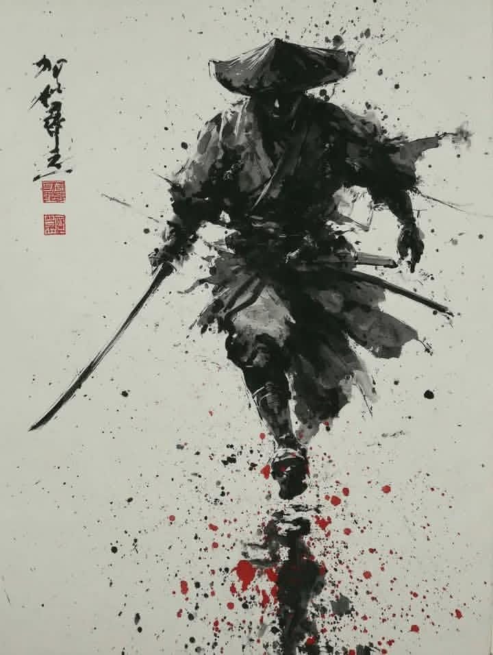 Sumi-e Samurai Ink Painting
