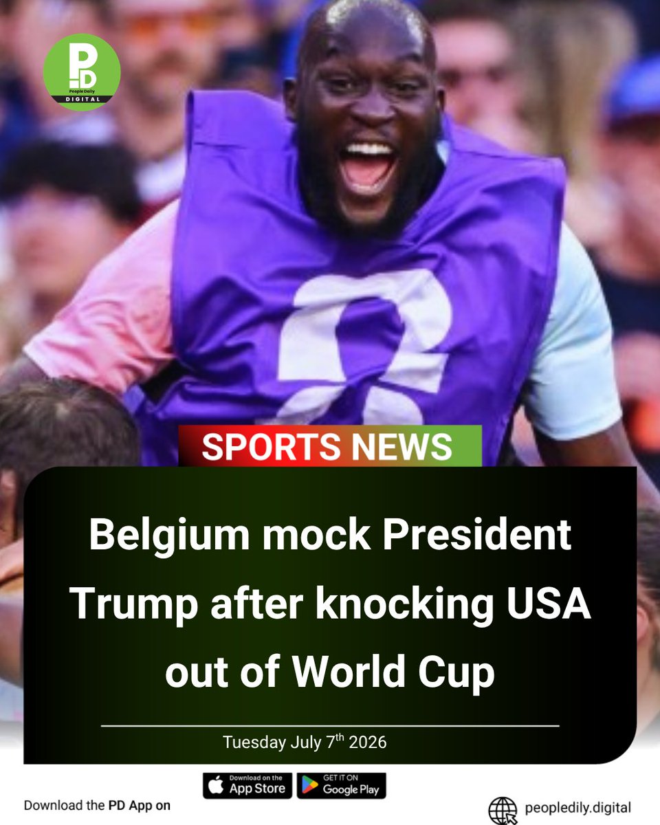 PeopleDailyKe's tweet photo. Overturn this! Belgium mock President Trump after knocking USA out of World Cup

Read the whole story: https://t.co/EHWPGW6gbX

#PDSports https://t.co/aId8j0xdjw