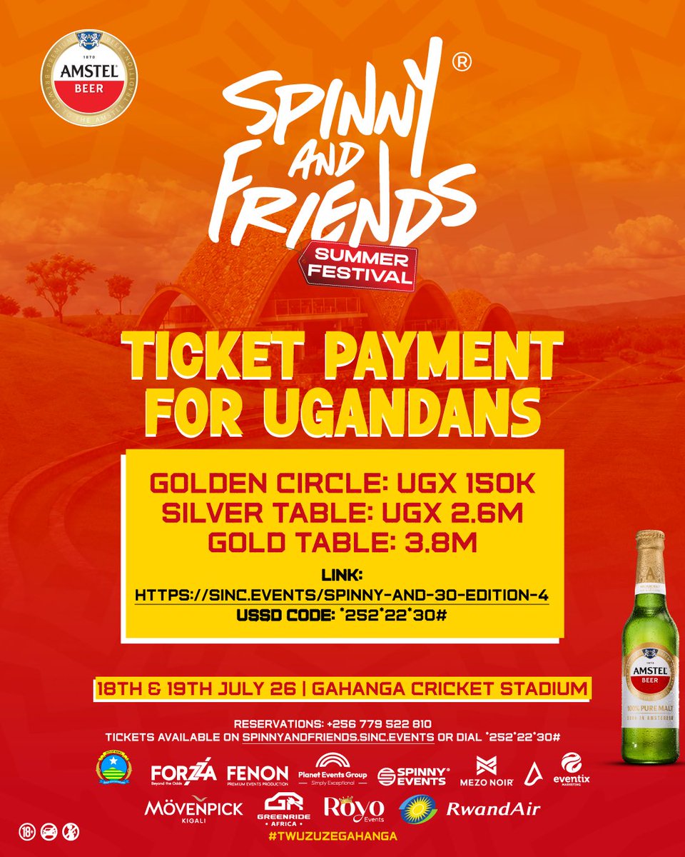 djspinnyug's tweet photo. Don’t wait till it’s sold out 🚨

Secure your Spinny &amp; Friends ticket NOW via *252*22*30# or here: https://t.co/72tO8Wj891… 🔥

The lineup, the vibe, the energy… you just have to be there.🔥

#TwuzuzeGahanga 
#SpinnyAndFriendsKigali https://t.co/GbupGViOsM