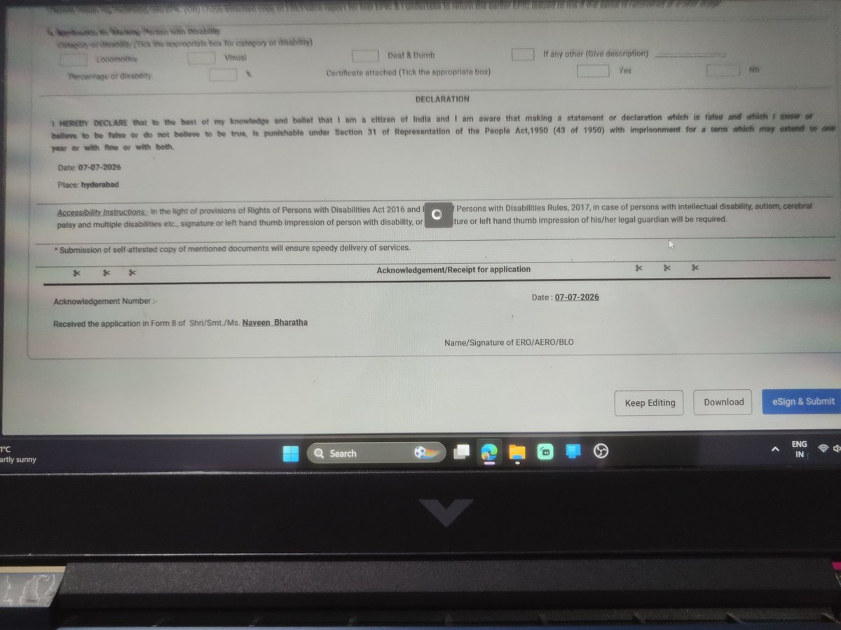 nb123456777's tweet photo. Couldn't able to comple the esign process in https://t.co/DMj2aneUTJ #form8 @ECISVEEP @SpokespersonECI @INCIndia @TelanganaCS https://t.co/yXNcaN3JBk