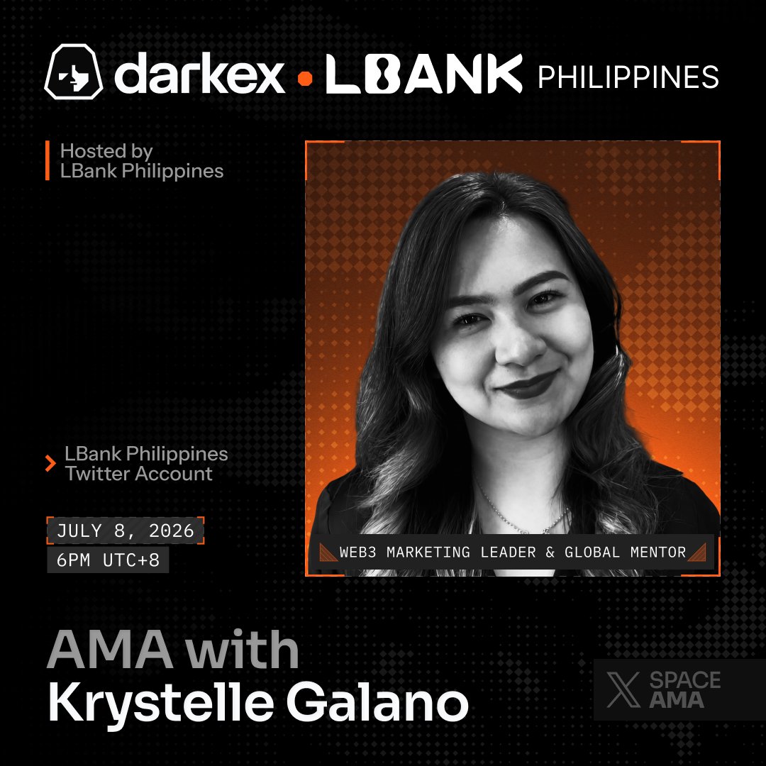 DarkexGlobal's tweet photo. See you on @LBankPH's X Space.

Krystelle Galano joins as a guest to discuss Web3, community building, and the future of the industry.

See you in the Space!🧡 https://t.co/zR6fqTqAM6