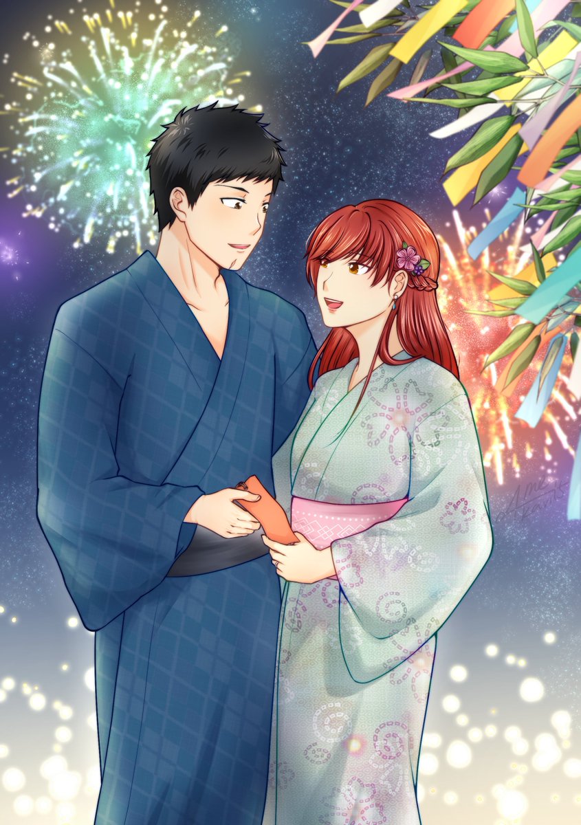 AmeAkari15's tweet photo. ⭐️ #KHRยูเมะ ⭐️
🌟⚾️ #8015story 🏹🌟

🎋 Tanabata • Make a Wish 🎋

"ทำไมจะให้ฉันเขียนคนเดียวล่ะ เธอไม่มีอะไรอยากขอเหรอปีนี้"

"ก็คำอธิษฐานของฉันก็เหมือนเดิมทุกปีนี่นา"

"อืม.. คำอธิษฐานของฉันก็เหมือนเดิมมาหลายปีแล้วล่ะ"
"แต่ไม่ให้ดูหรอกนะ"

"เอ๋— ไม่แฟร์เลย! บอกกันหน่อยสิ!" https://t.co/IXWWvQKgha