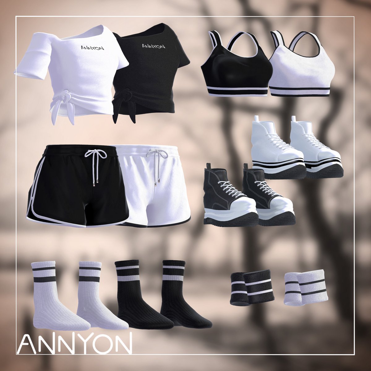 ANNYON_3D's tweet photo. 🏃‍♀️ Active Air
URL：https://t.co/PtVkI3Q8Tj

スポーティーで動きのあるシルエット。
トップスやインナーを組み合わせて、自分だけのコーデが楽しめます✨

「これ好き！」と思ったら、ぜひRPで応援していただけると嬉しいです🙌

#VRChat #VRChat_avatar #ANNYON_3D https://t.co/GiLnK7MgLa