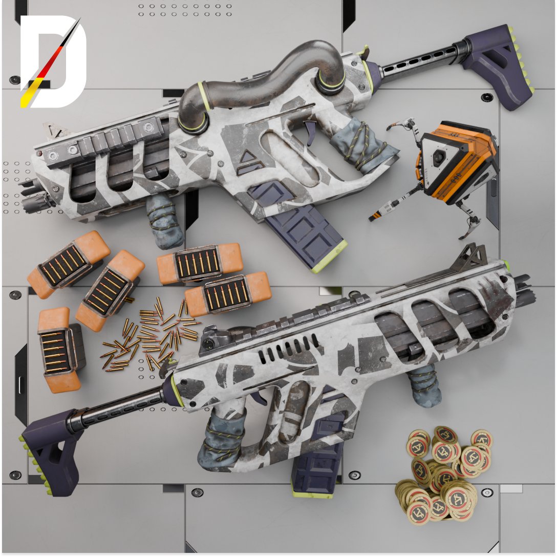 David83615's tweet photo. Apex Legends Outlands Avalanche R-99 (Recreation) 27k tris, game-ready, Finaly 🥹  

Check out all the renders on my ArtStation: https://t.co/4rl0hAxyag 

#ApexLegends #Blender3D #HardSurface #WeaponArt #fanart #robloxmodel https://t.co/UiG7spBnG0