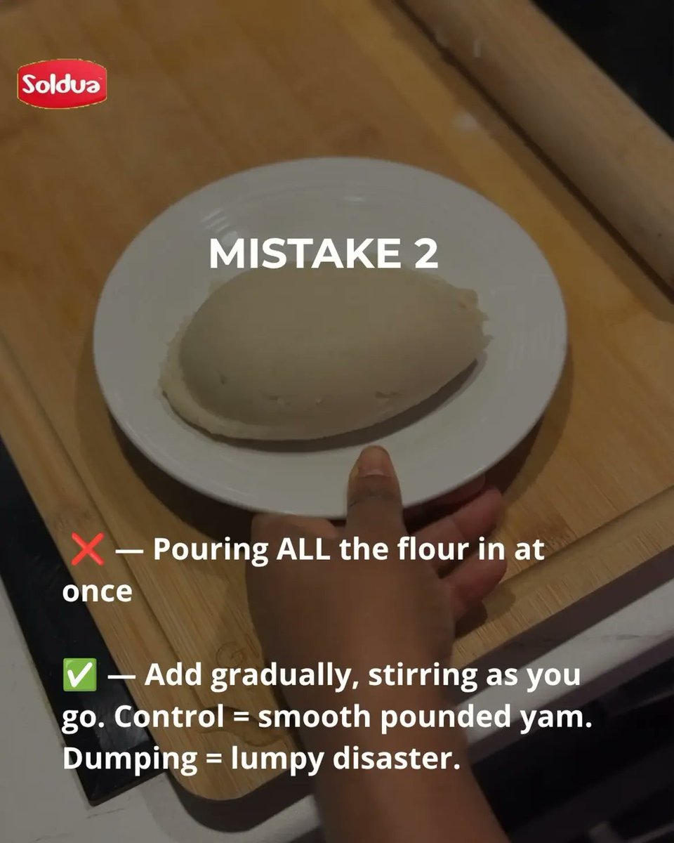 SolduaYam's tweet photo. We've seen it. We've tasted it. We've lived through it.

Here are the 5 most common pounded yam preparation mistakes and how to fix every single one.

Save this post. Your pounded yam will never be the same again.

2kg — £14 | 4kg — £27
Free delivery on 12kg+ https://t.co/xXX4Gp5yB4
