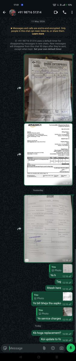 riteshksharma08's tweet photo. @BajajElectrical @bajaj_ltd 😡 Why am I being forced to pay again when I already paid ₹350 on 10 May &amp; got official replacement approval on 12 May?
Even your service partner Shubh Enterprises (+91 98716 51314) is completely IGNORING my WhatsApp messages (Proof attached). Stop this scam &amp; deliver my product https://t.co/xISD7AsPDR