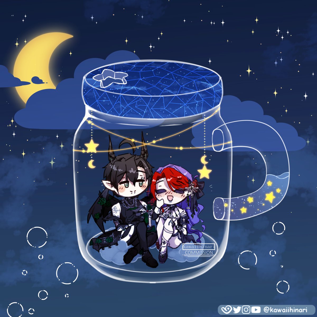 KawaiiHinari's tweet photo. Night Stars Chibi YCH [Old Comms] ^•⩊•^ ฅ 
 #VGenComm #YCH https://t.co/5Jq9RkvIDw