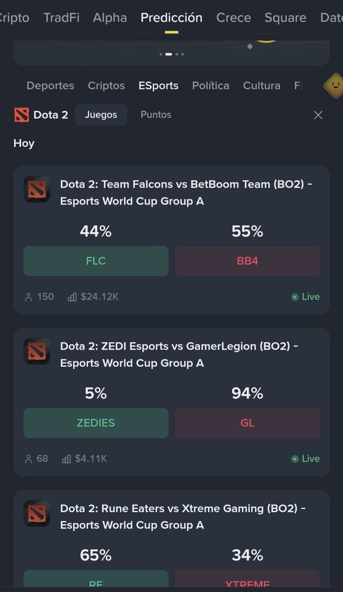 eulisesavilacom's tweet photo. Para los fanáticos  del juego en línea Dota2, actualmente hay un torneo donde puedes realizar predicciones en Binance. No todo es Copa mundial 

Nota: recuerda solo apostar, el dinero que estas dispuesto a perder y no afecte tu situación económica ✅

#Binance #dota2 #predicciones #steam #dota