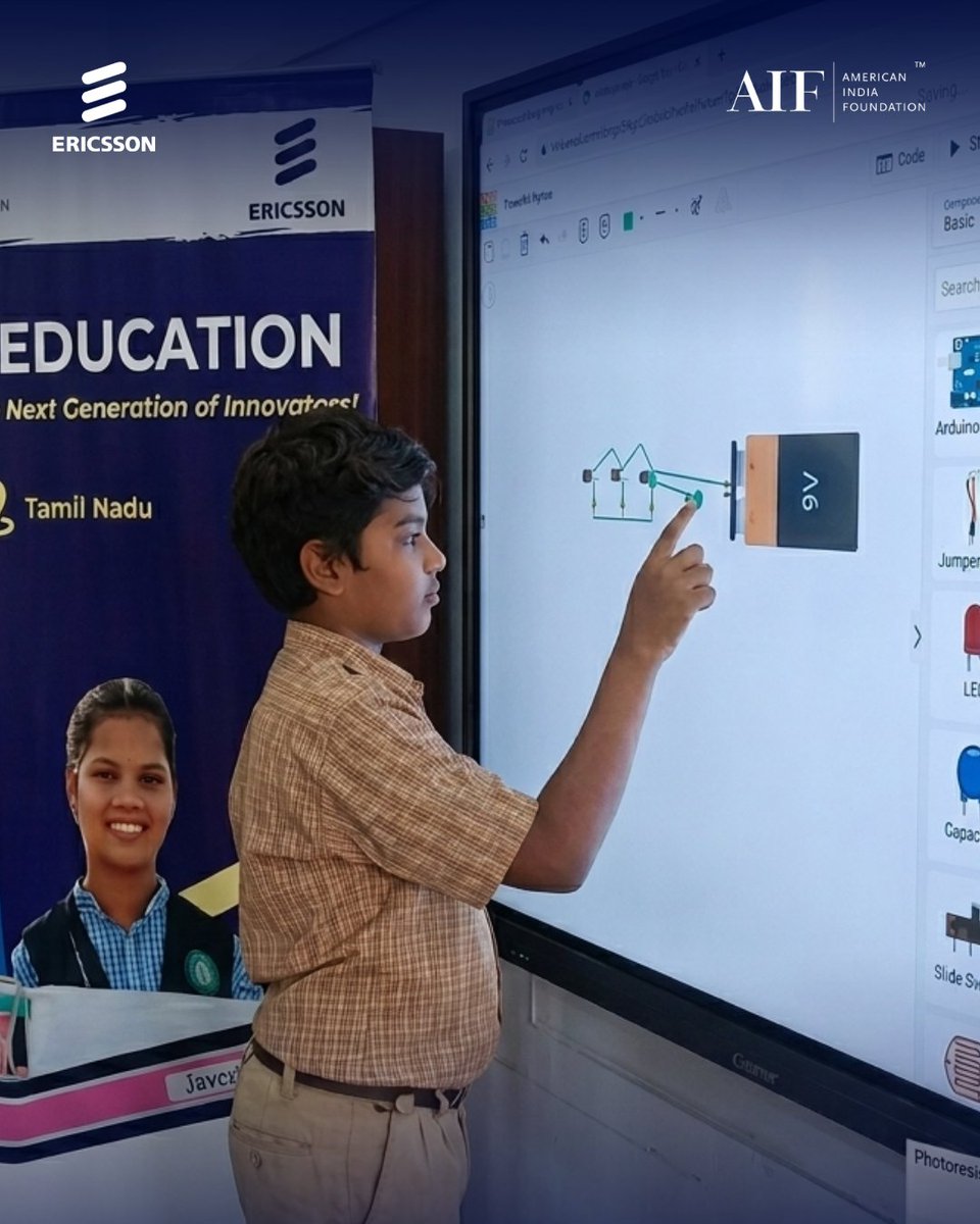 AIFoundation's tweet photo. Sharing access, expanding opportunity. Through STEM Summer Camps and the hub-and-spoke model, students from 50 government schools in Chennai are gaining hands-on experience with robotics, coding, IoT, and electronics—building future-ready skills together. #STEMEducation @ericsson https://t.co/w7zuWPw0SZ