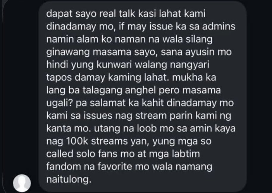 antebubbles's tweet photo. YAWA!! Yes, fans nga kayo, but know your boundaries and respect them. They don't owe you their personal time or constant attention. Every gift, support, or love you give is your choice—not their obligation to reciprocate. Hindi pa ba sapat ang love and appreciation? Grabe Kayo!! https://t.co/MUJU4pdSwC
