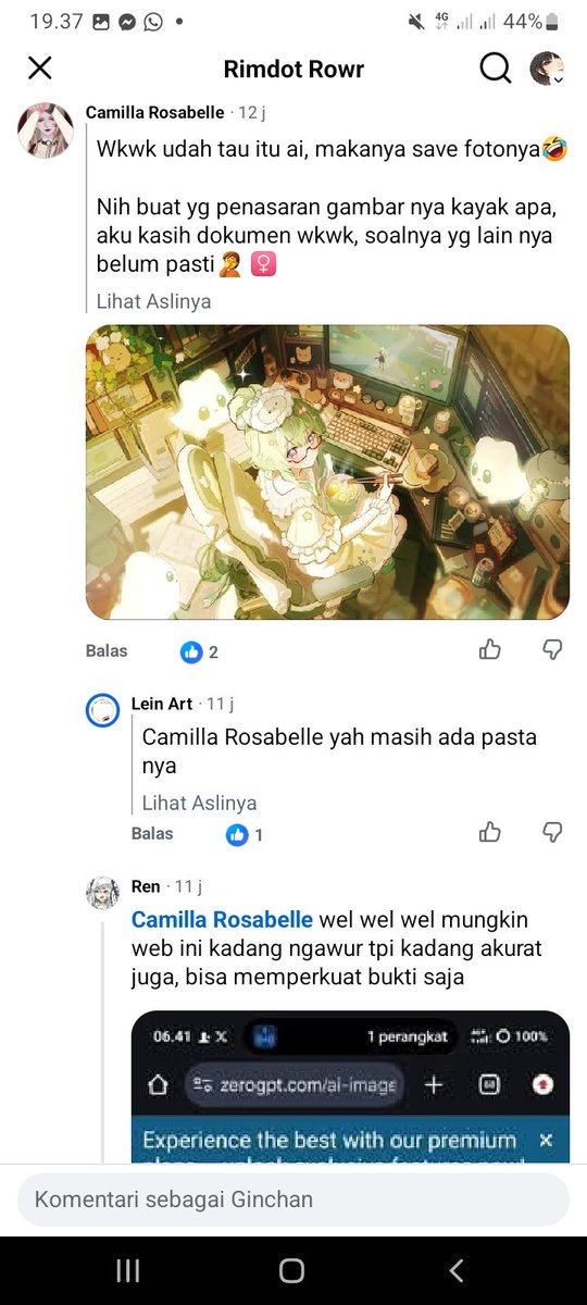 ginnnch_'s tweet photo. (AI) Artist (?) 

-mengaku artist
-Open komis full illust
-selesai dalam beberapa hari (?)
-upload hasil komis di FB
-viral
-Di hujat
-Klarifikasi
-ngaku reff BG dari pinterest
-Tau" AI (?)
-Postingan di hapus

Sc : https://t.co/AtjoU6ZAT7 https://t.co/5mdB3PldfM