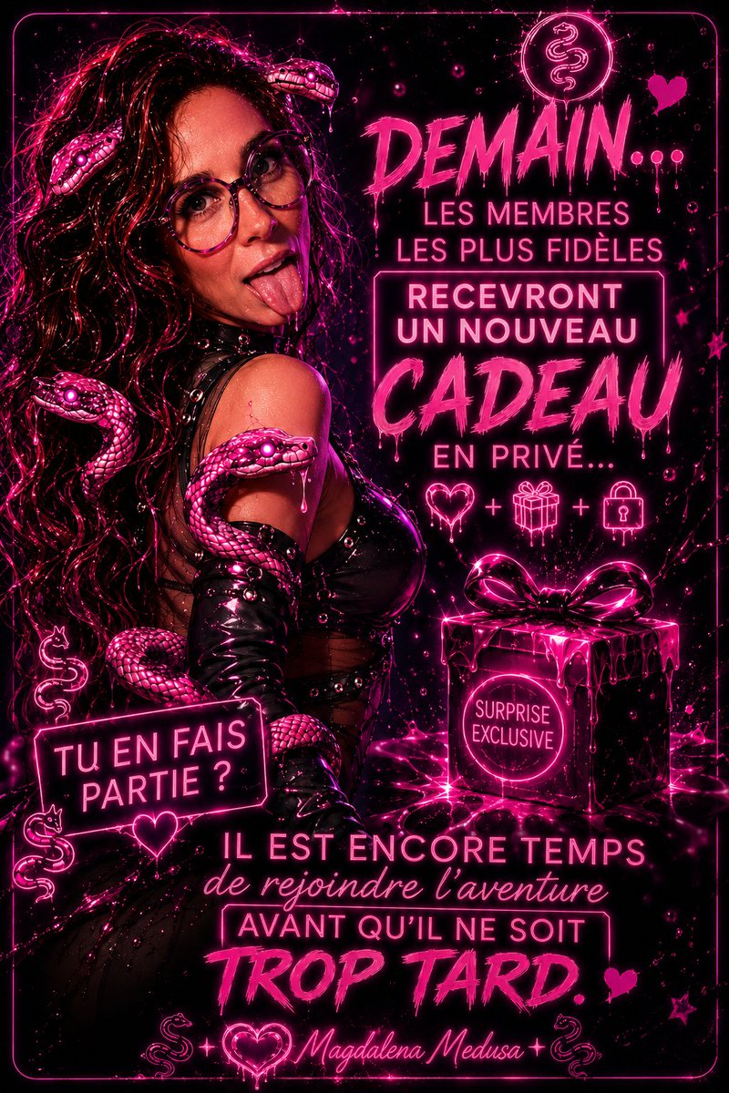 magdalenamedusa's tweet photo. 🎁 Demain, je vous montre l’après… 💕✨
Et les images parlent d’elles-mêmes 💦🐍
#VideoCadeau #NSFW #FrenchCreator #AdultCreator https://t.co/IBWrZOapYh