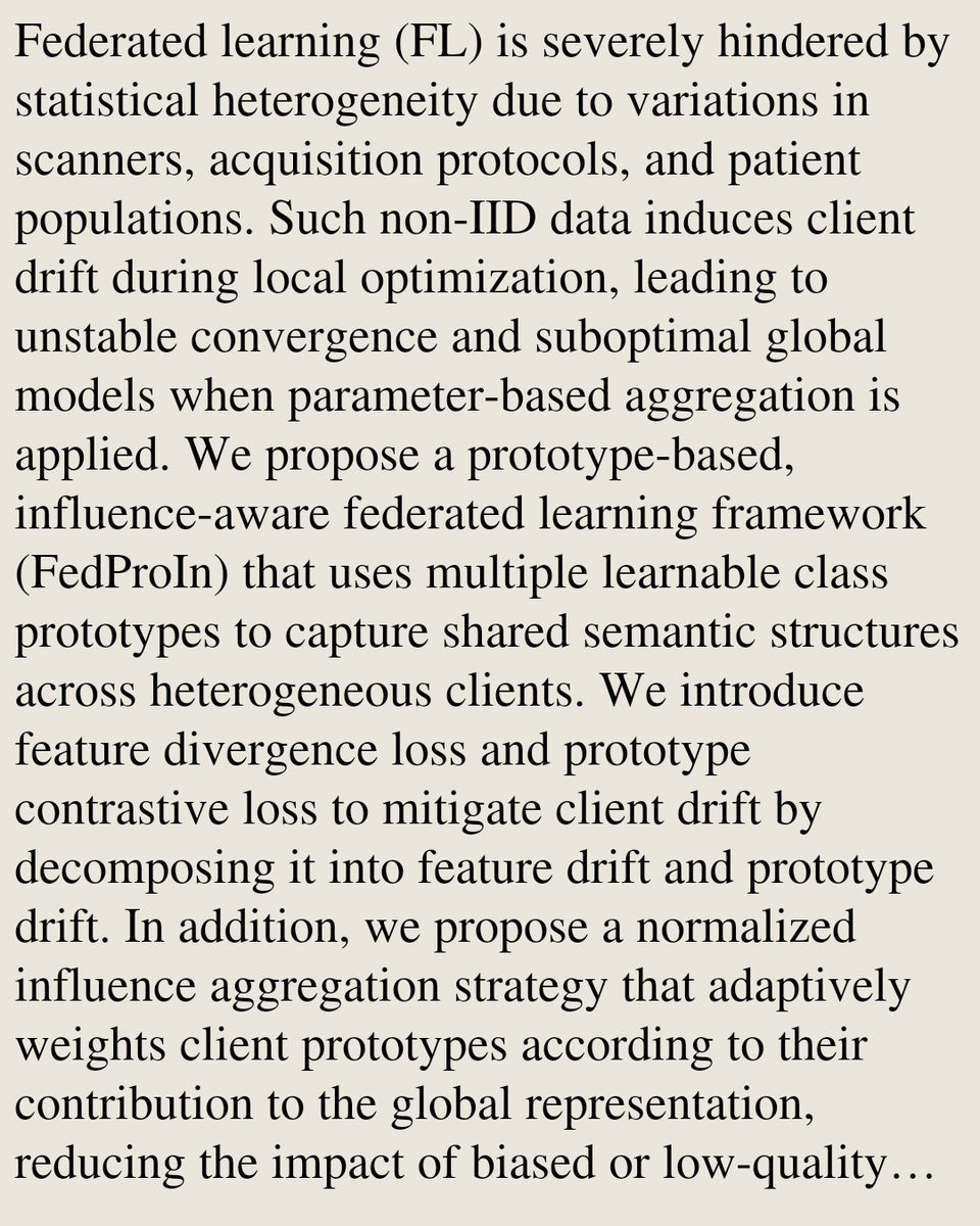 CIGX's tweet photo. FedProIn: Mitigating Client Drift for Learnable Prototypes in Federated Medical Imaging

Harsh Kumar, Tarun Kumar Garg, Vaanathi Sundaresan
https://t.co/tNz5dSG8p1 [𝚎𝚎𝚜𝚜.𝙸𝚅 𝚌𝚜.𝙲𝚅] https://t.co/dWFZbNTWaS