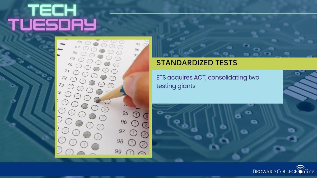 mybconline's tweet photo. ETS acquires ACT, consolidating two testing giants
Read the article: https://t.co/faw065MCdK
#bcproud #techtuesday #browardcollege #browardcollegeonline #ican https://t.co/s282KspgCf
