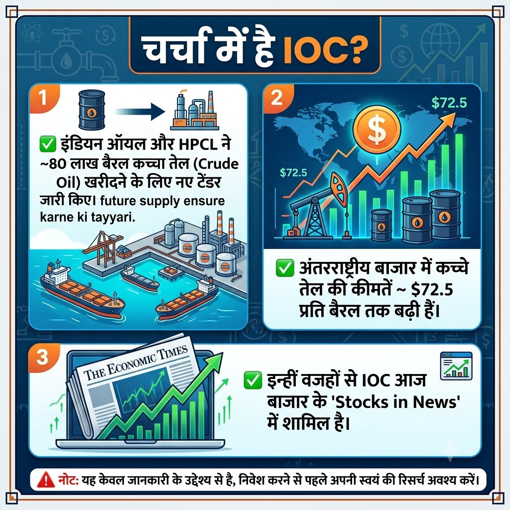 IndStockStudio's tweet photo. क्यों चर्चा में है IOC?
✅ Indian Oil और HPCL ने हाल ही में लगभग 80 लाख बैरल कच्चा तेल (Crude Oil) खरीदने के लिए नए टेंडर जारी किए हैं, जिससे भविष्य की सप्लाई सुनिश्चित करने की तैयारी दिखती है। �
#Stock #ioc #stockmarket https://t.co/lblvqwdorN