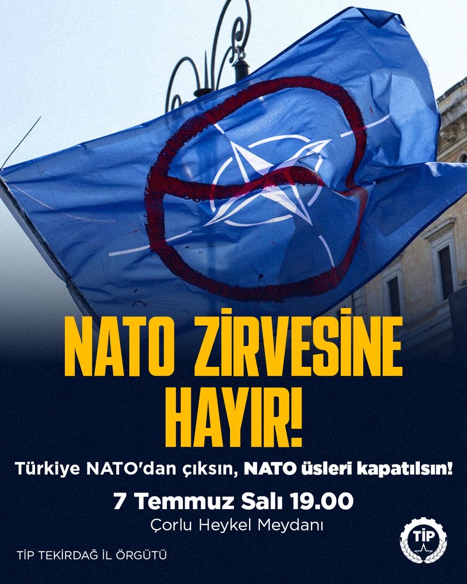 tip_tekirdag's tweet photo. Bu ülke NATO karargahı, emperyalizmin ileri karakolu olmayacak! 
Ne saraya ne savaş baronlarına geçit vermeyeceğiz. Bağımsızlığımız bu ülkenin emekçilerinin, gençlerinin, kadınlarının kanıyla kazanıldı. Onurumuzu kirli hesaplarınıza teslim etmeyeceğiz! https://t.co/FYGI8zZ84M