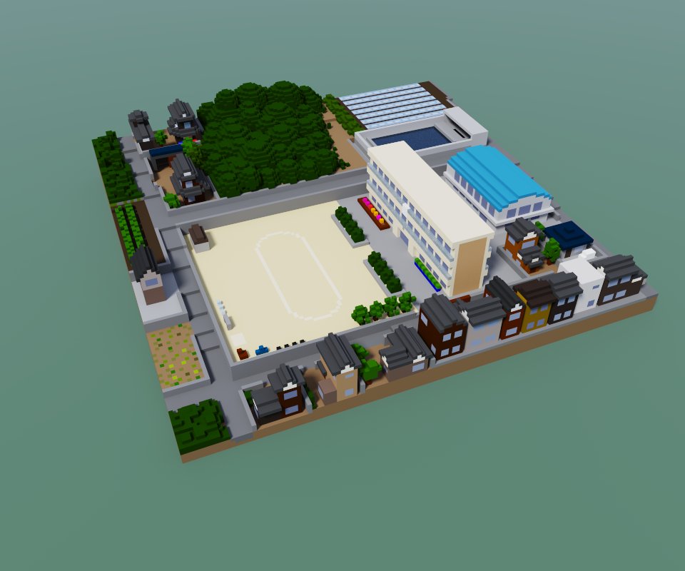bavarois503's tweet photo. ミニチュア風景シリーズ、田舎の小学校(1学年1クラス規模)
#voxelart #magicavoxel https://t.co/4krKl7wKQr