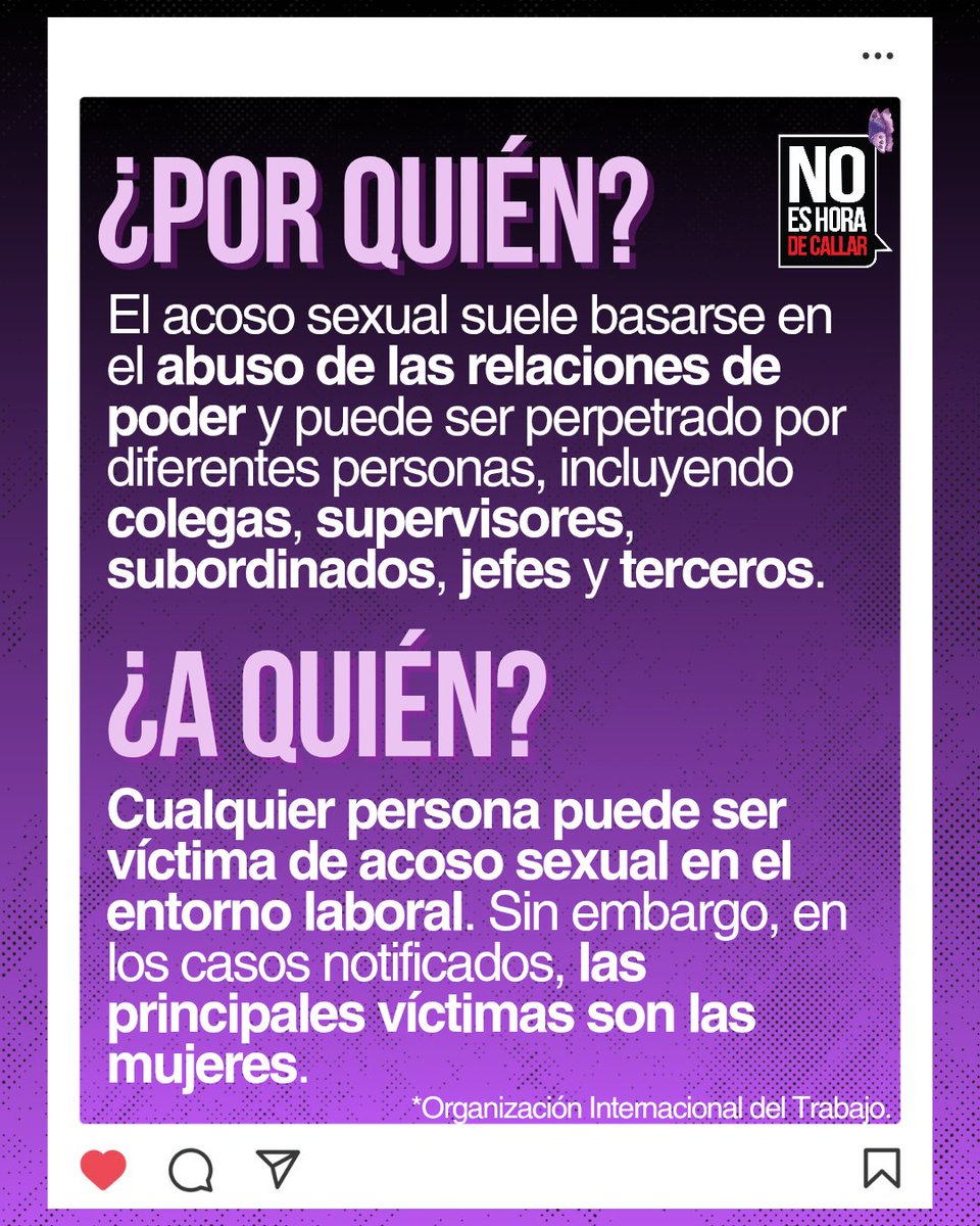 ELTIEMPO's tweet photo. 📊 La mayoría de los casos de acoso sexual laboral en Colombia no se denuncian por miedo a represalias o porque la víctima duda de si lo que enfrenta constituye este delito, según documenta el Ministerio de Trabajo.

⚖️ La Ley 2365 de 2024 protege a las trabajadoras y trabajadores frente a estas conductas y obliga a las empresas a contar con comités de convivencia laboral y rutas claras de denuncia.

🏢 Sin embargo, contar con un protocolo no es suficiente si el entorno laboral sigue minimizando las señales o protegiendo a quienes las cometen. Documentar cada situación es clave para respaldar cualquier denuncia formal, tanto dentro de la empresa como ante las autoridades competentes.

📝 Amplíe esta información en el capítulo “Redacciones libres de acoso sexual” del programa transmedia No Es Hora De Callar, emitido el pasado 26 de junio y que pueden encontrar en todas las plataformas digitales de EL TIEMPO.

#NoEsHoraDeCallar #AcosoSexualLaboral #ViolenciaDeGénero

@jbedoyalima