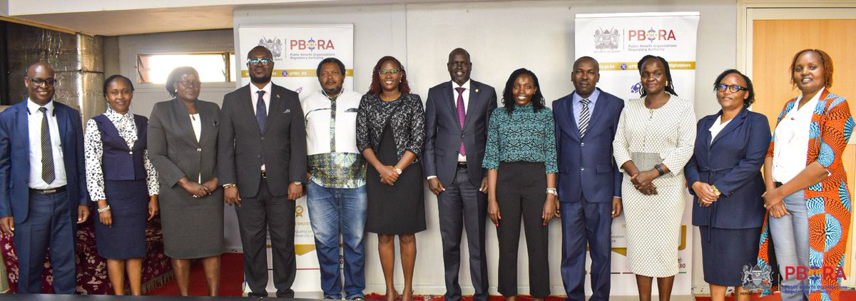 PBO_RA's tweet photo. Members of the Public Benefit Organizations Disputes Tribunal, led by Chairperson, Anne Wambui Nderu, paid a courtesy call on the Authority's Director/CEO, Dr Laxmana Kiptoo, at his Co-operative Bank House office, Nairobi. The visit focused on the PBO sector as the Tribunal readies itself to execute its mandate under the PBO Act.
#PBORA #PBODT #PBOAct  ^EK