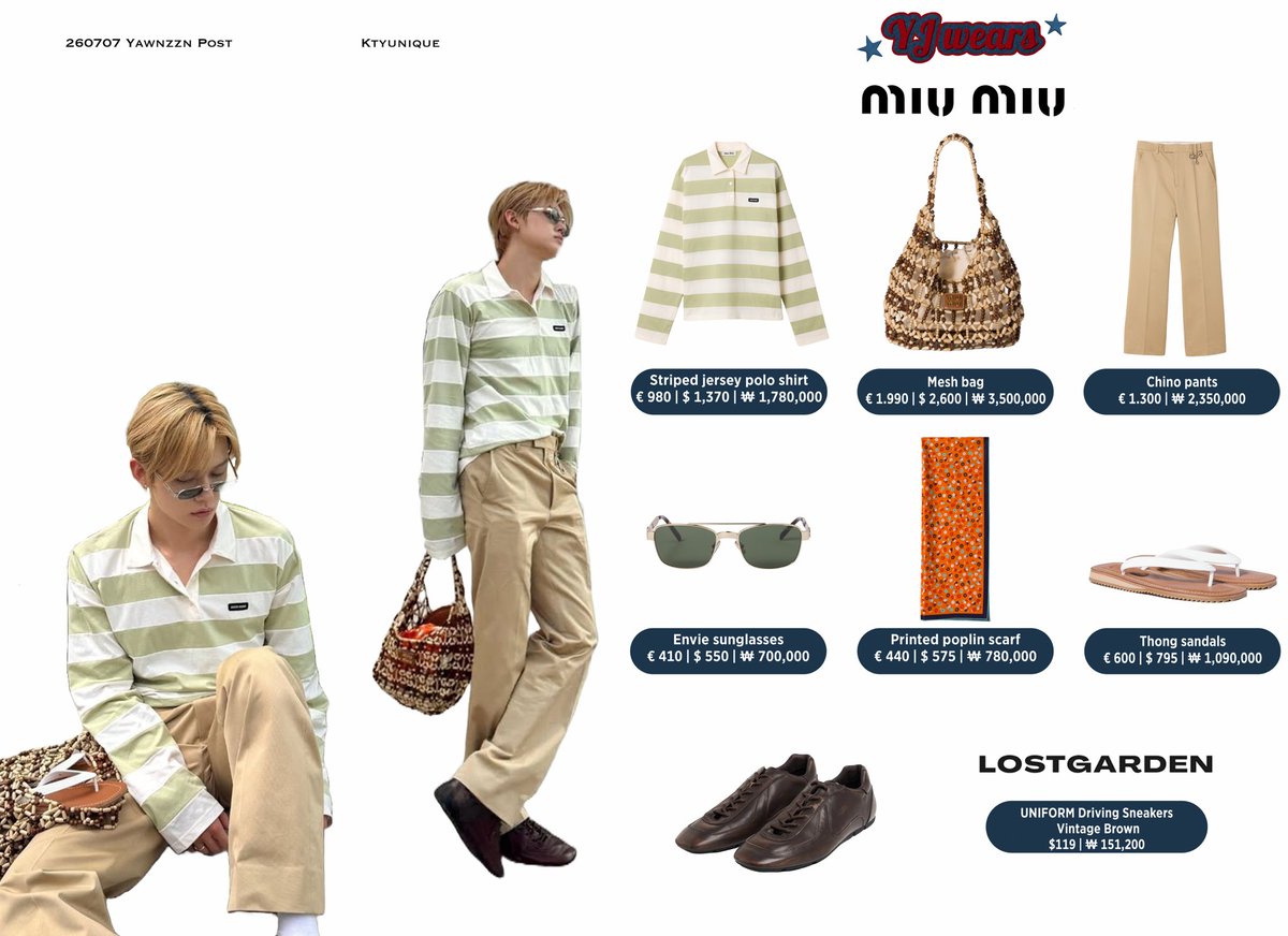 260707 #YEONJUN #연준 Yawnzzn Instagram Post MIU MIU 👕 Striped
