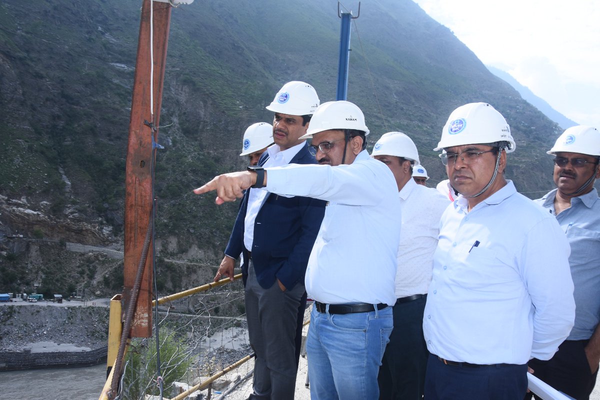 nhpcltd's tweet photo. Shri Bhupender Gupta, CMD, NHPC, along with Shri Sanjay Kumar Singh, Director (Projects), NHPC and Director, Ratle Hydroelectric Power Corporation Limited (RHPCL), a joint venture of NHPC Limited and JKSPDC Limited; conducted a review visit to the 850 MW Ratle Hydroelectric Project to assess the progress of various construction activities.
During the visit, CMD, NHPC and Director (Projects) inspected major project components, including the dam, powerhouse, service bay area, transformer cavern, pressure shafts and surge chamber. They also reviewed the quality of construction, safety arrangements and the availability of resources at the project site. 
Subsequently, CMD, NHPC chaired the review meeting in the presence of Director (Projects), NHPC and Director, RHPCL; CEO-RHPCL, other senior officials and representatives of the executing agencies to review the overall progress of the project. CMD, NHPC directed all concerned agencies to maintain close coordination, strictly adhere to quality and safety standards, and take all necessary measures to ensure the timely completion of the project within the stipulated timeframe. #NHPC #Hydropower @MinOfPower @officeofmlk @mlkhattar @PIB_India