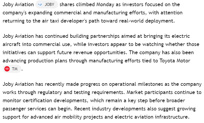 Sullivan521q's tweet photo. Cars changed transportation.

Planes connected the world.

Now $JOBY is betting on the next evolution:

Electric air mobility.

The race to commercial eVTOL deployment is accelerating. https://t.co/U6i71f0H25