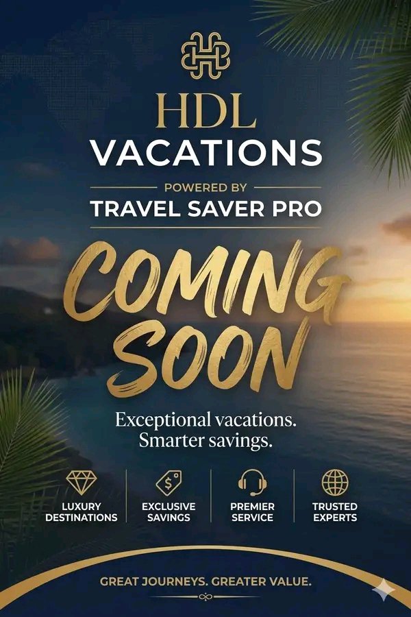 HDLPremiertravl's tweet photo. Luxury isn't just about where you go-it's about how you experience it. HDL Premier Travel is launching soon to unlock elite access for less💎🥂 Powered by Travel Saver Pro and in conjunction with YDK Elite Escapes Vacations.

#ComingSoon
#HDLPremierTravel
#LuxuryTravel https://t.co/8d6FrvlDbo