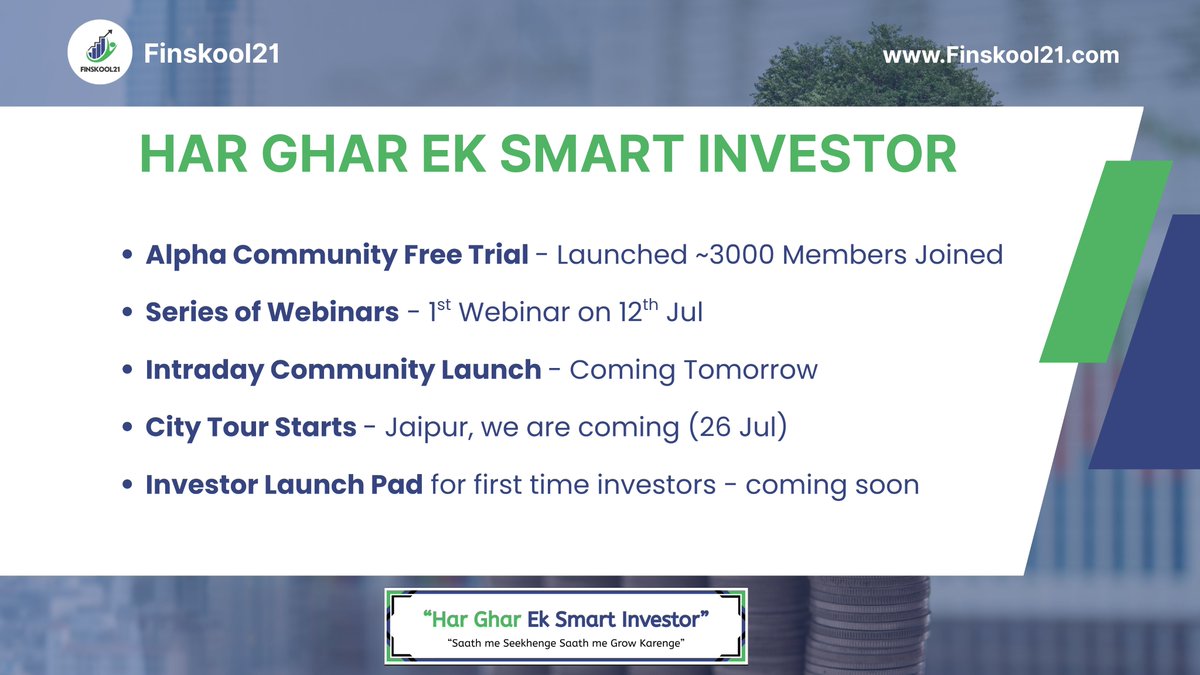 Finskool21's tweet photo. Our Vision – To Become India’s Most Trusted Finance Research Company

Our Mission – Har Ghar Ek Smart Investor 

We are excited to share an update on the activities we have picked up to make our mission a reality.

Saath Mein Seekhenge…..Saath Mein Grow Karenge !!

#Finskool21 https://t.co/AHctXSwMEY