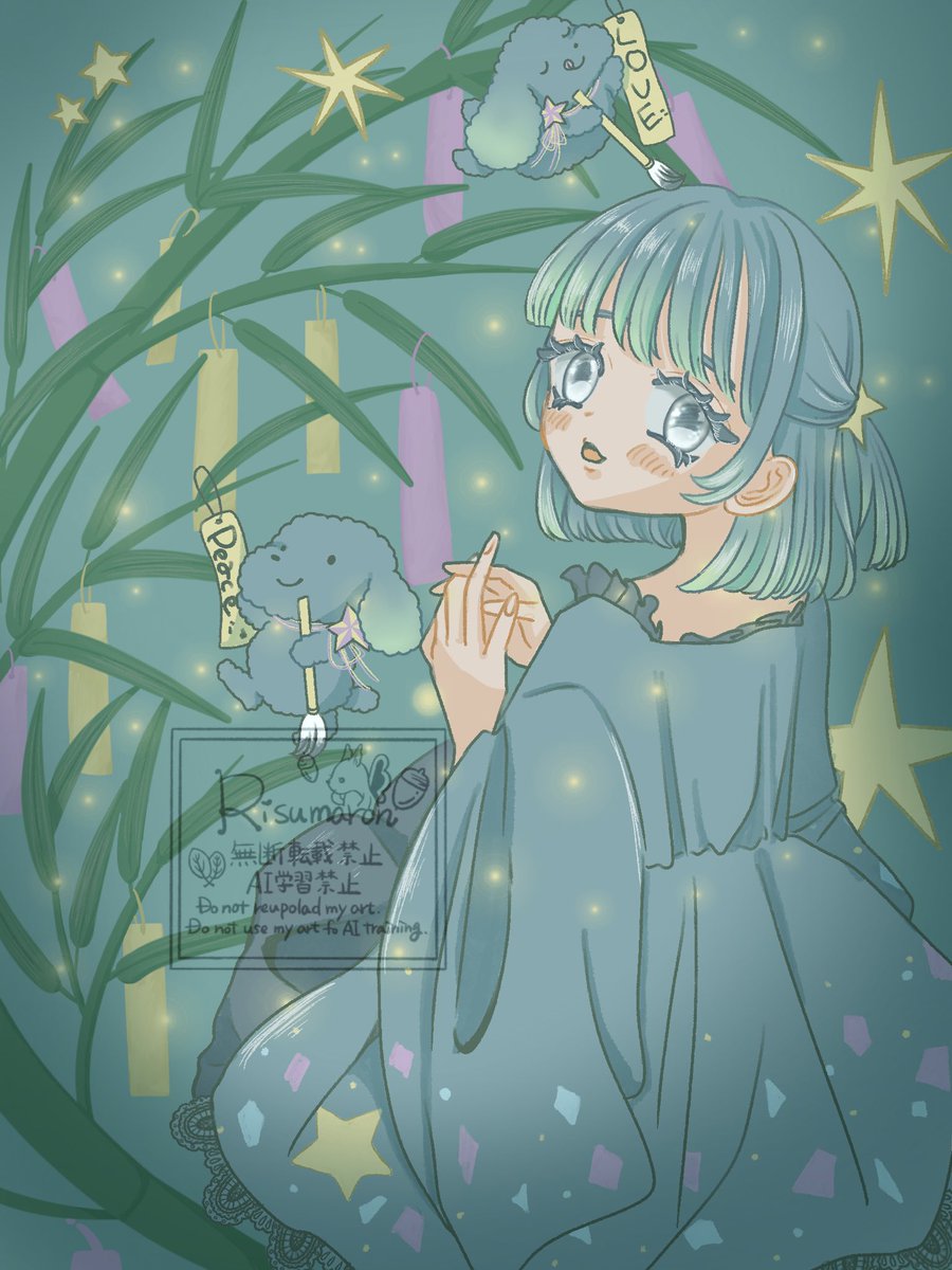 risumaron's tweet photo. みんなの願いが叶いますように🎋
#七夕 #illustration https://t.co/TiUxb7NlJW