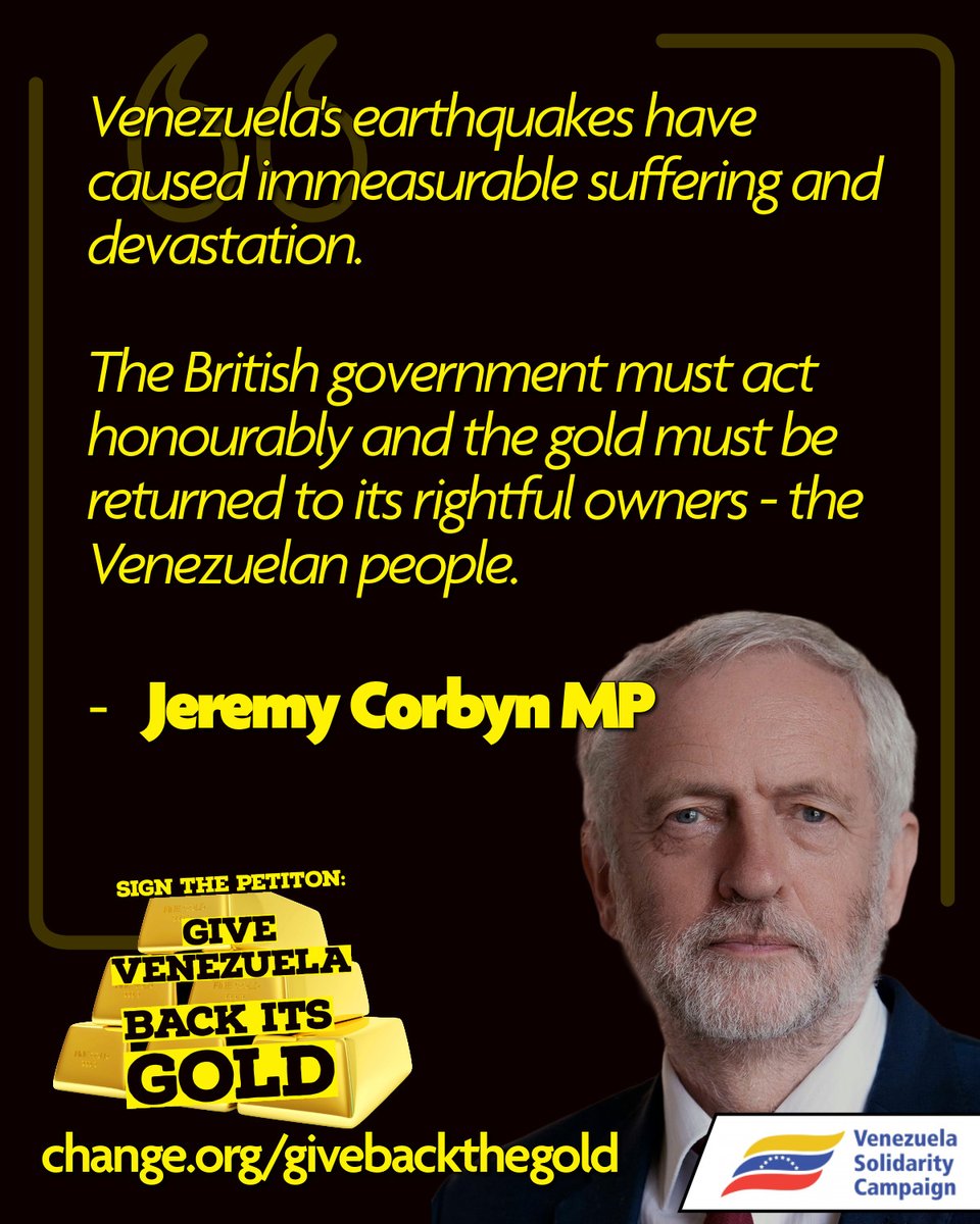 solidaridadviva's tweet photo. Jeremy Corbyn calls for the British government to act now and release the billions in gold held by the Bank of England. 

https://t.co/6jSinuw67o https://t.co/tPEUkPxH3l