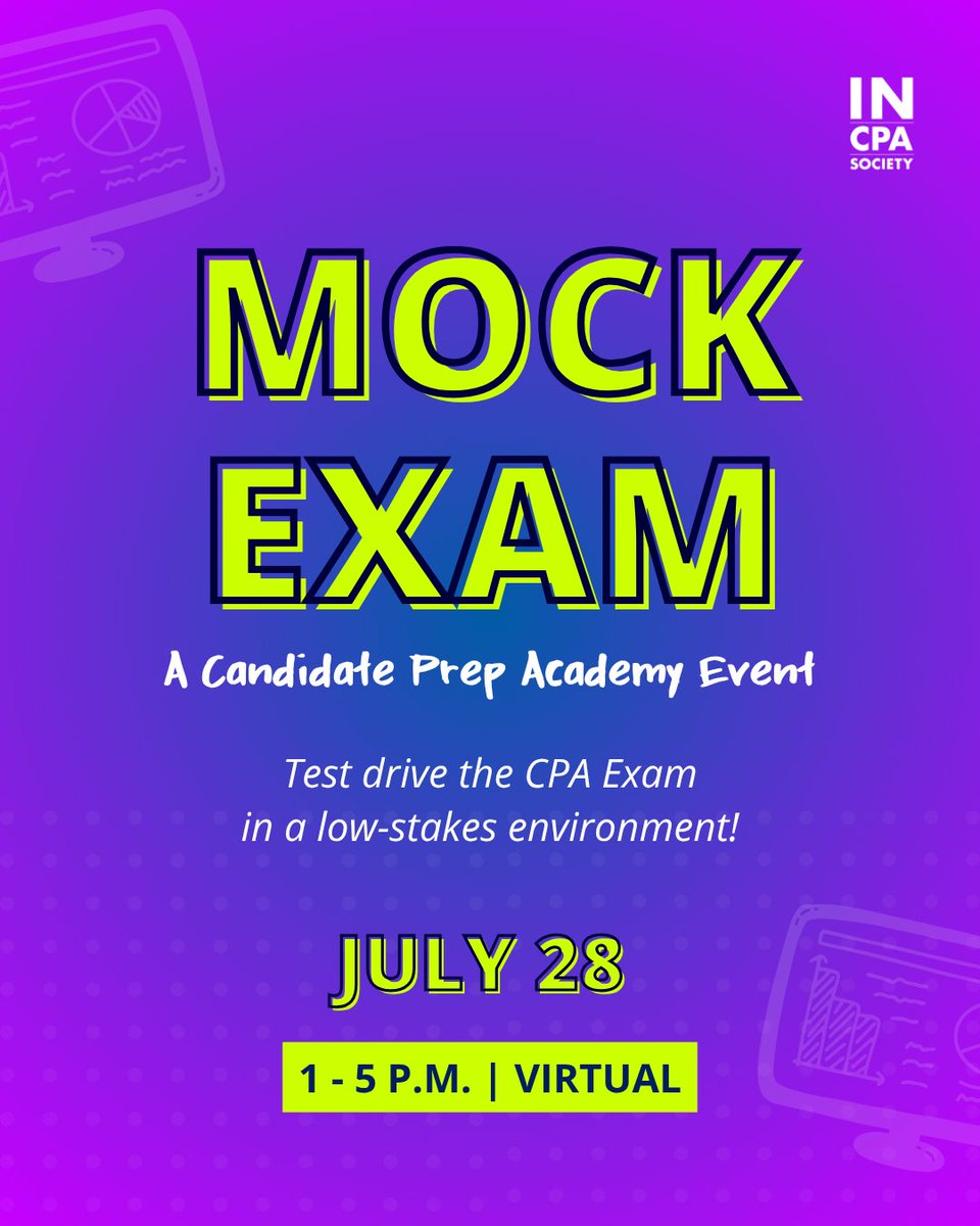 incpas's tweet photo. Take a practice run at the CPA Exam on July 28! Join us virtually for a free simulation of the Exam section you want to work on most. Members and non-members are welcome to attend.

Learn more &amp; sign up 👉 https://t.co/Q1oZEZWLfh https://t.co/CX7Nm1unqC