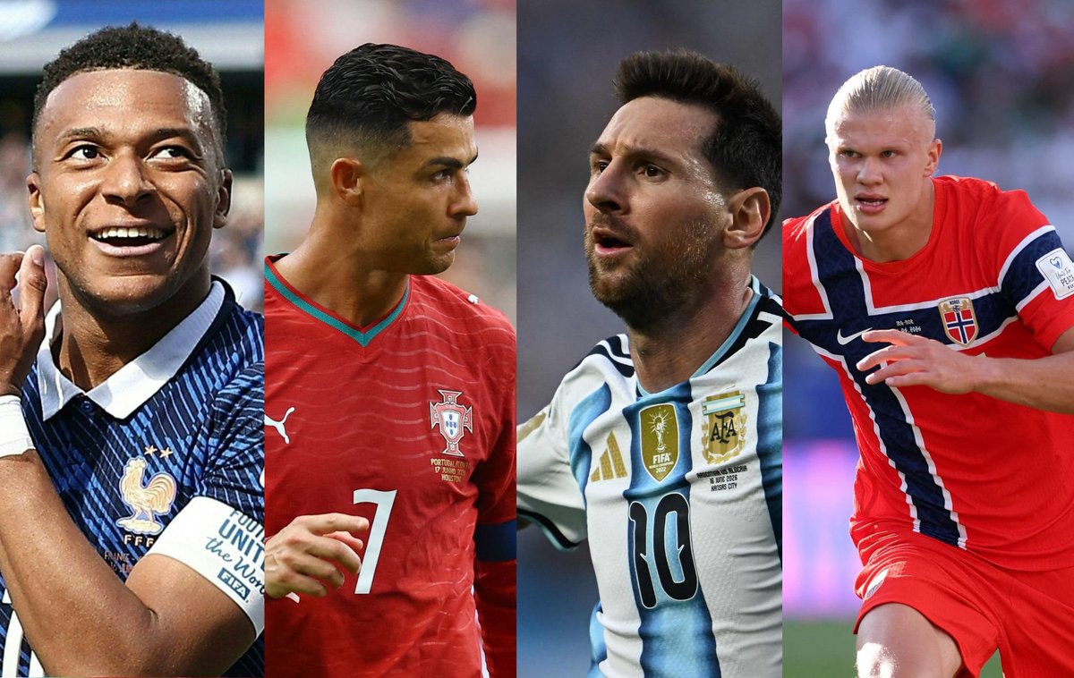 LSPN__FC_10's tweet photo. 🇦🇷 Messi : 7 goals
🇫🇷 Mbappe : 7 goals
🇳🇴 Haaland : 7 goals
🇵🇹 Ronaldo : 7 July I’m back to my country 😂 https://t.co/4IWbGkijDT