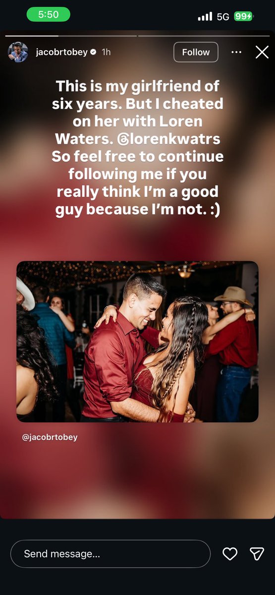WembyAlienEra's tweet photo. Spurs broadcaster Jacob Tobey via IG: 

“This is my girlfriend of six years. But I cheated on her with Loren Waters. So feel free to continue following me if you really think I’m a good guy because I’m not. :)”

What’s going on???

#GoSpursGo #PorVida https://t.co/PMkL5EbiDj