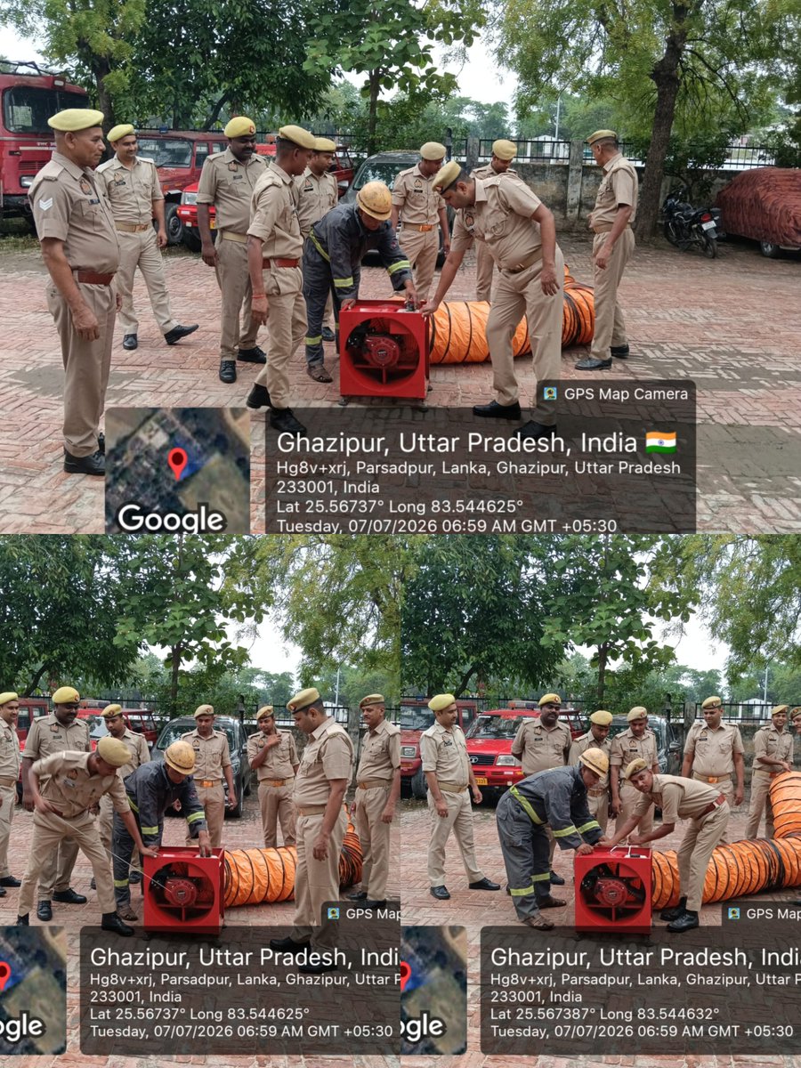 ghazipurfire's tweet photo. श्रीमान पुलिस महानिदेशक,#fireserviceup महोदय के आदेशानुसार एवं #cfogzr के निर्देशन में दि0-07/07/26 को जनपद गाजीपुर के सभी फायर स्टेशनों पर लैडर ड्रिल एवं स्मोक एक्जास्टर फायर उपकरणों के रख-रखाव एवं संचालन का अभ्यास कराया गया।
@AdminGhazipur 
@ghazipurpolice https://t.co/E0lFKdj2zM