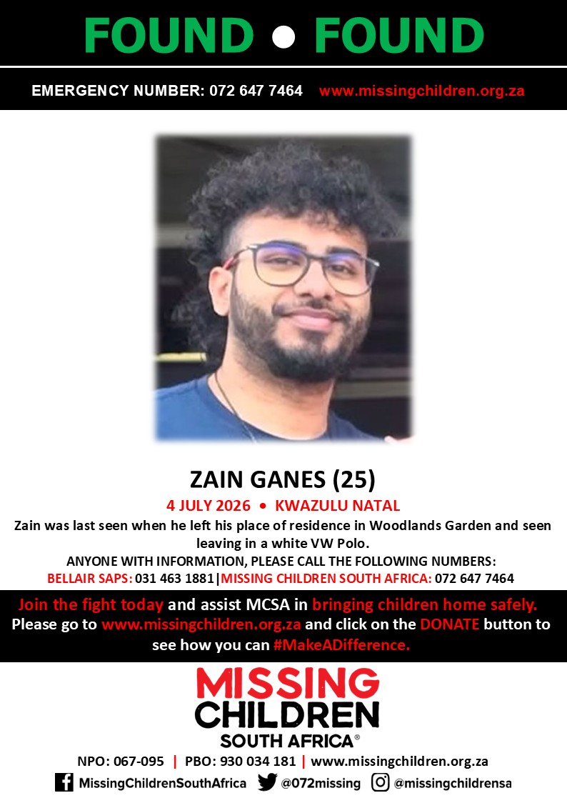 072MISSING's tweet photo. #MCSAFound 

Wonderful news! Zain Ganes has been found safe.

If you personally, or your company | or your place of work, would like to make a donation to #MCSA, please click here to donate: https://t.co/WuULg0pWNL Thank you https://t.co/JruNyV9EXw