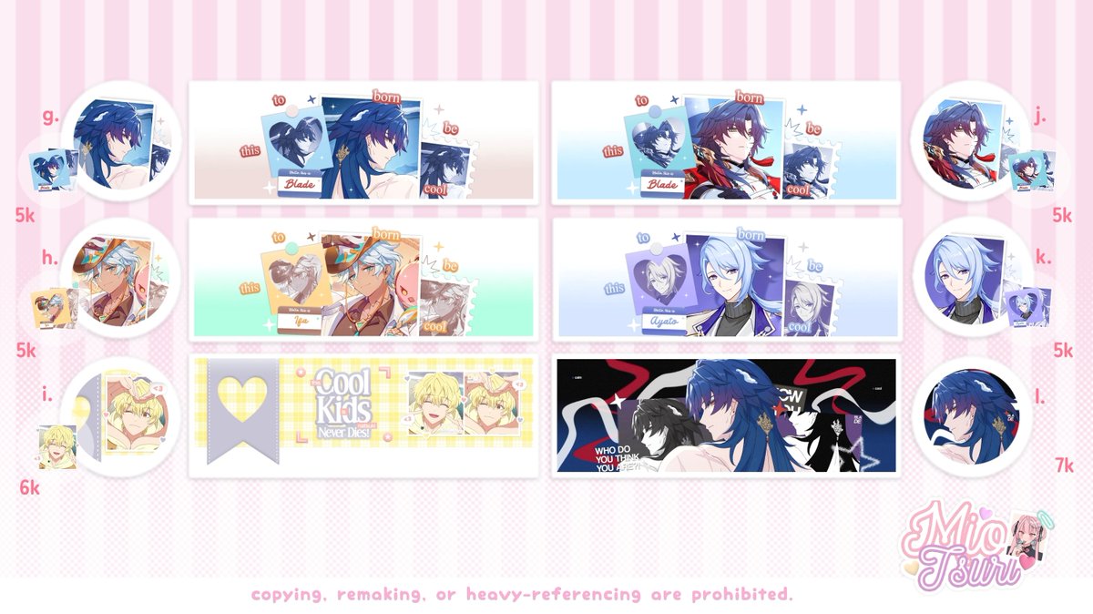 Miotsuri's tweet photo. Haloo, boleh minta bantu repostnya? Sankyuu! :3 #bealanja

Spesial 7.7 kali ini aku bawa clearance sale layout 2D nih! Ada animanga, hsr, genshin, dan wuwa. Harganya mulai dari 4k-15k yaaa. Mari jajan! 😋☝🏻 https://t.co/mbtynEZKW4