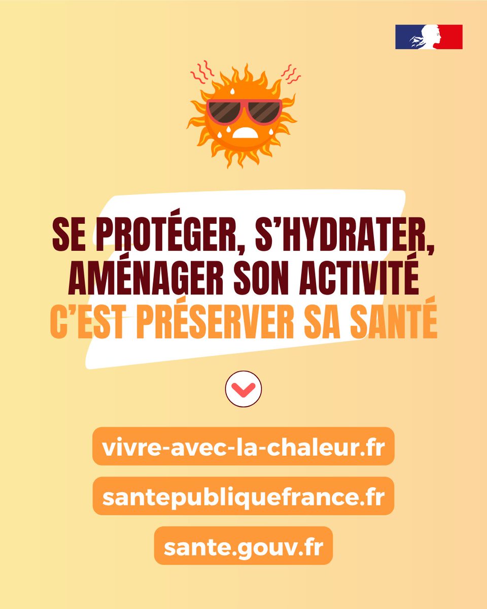 ARS_NAquit's tweet photo. #Canicule ☀️ | Vous pensez connaître TOUS les symptômes d’un coup de chaleur qui peuvent entraîner un risque vital ? Pourtant, beaucoup ne connaissent pas ces 3⃣ symptômes ! ⤵
@Sante_Gouv @SantePubliqueFr @PrefAquitaine33 https://t.co/8kVYGboEHm