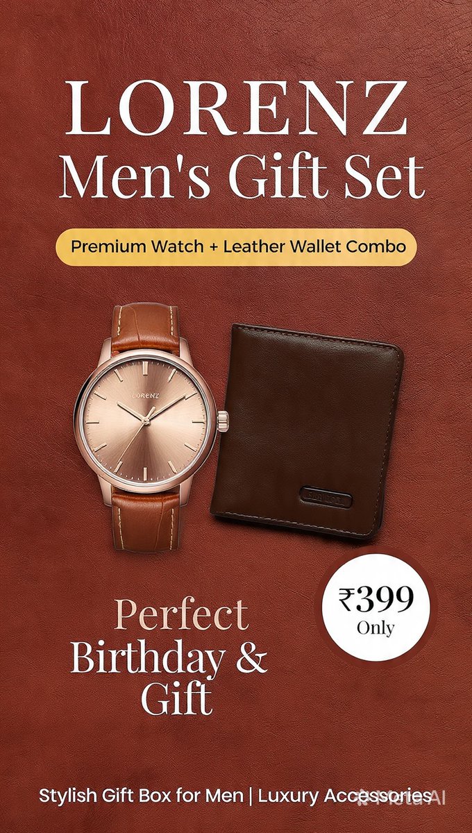khasnis1981's tweet photo. Men’s gifting solved at ₹399 🔥
LORENZ Premium Watch + Leather Wallet Gift Set
Luxury look. Budget price. Ready gift box.
Perfect for birthdays &amp; anniversaries.
BUY NOW: https://t.co/b9pZxdBVQ5 https://t.co/ZHThYoxNe5