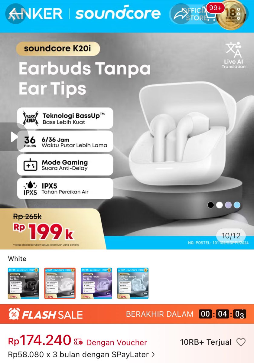 cxquor's tweet photo. hiii guys, wts/wtt yaah preloved TWS bluetooth Soundcore K20i 

aku beli harga 164rb, baru dipakai 2 hari… alesan jual/mau trade soalnya lebih suka pakai yg eartip karet… DM plis if interested! https://t.co/SHO4ekdZEI
