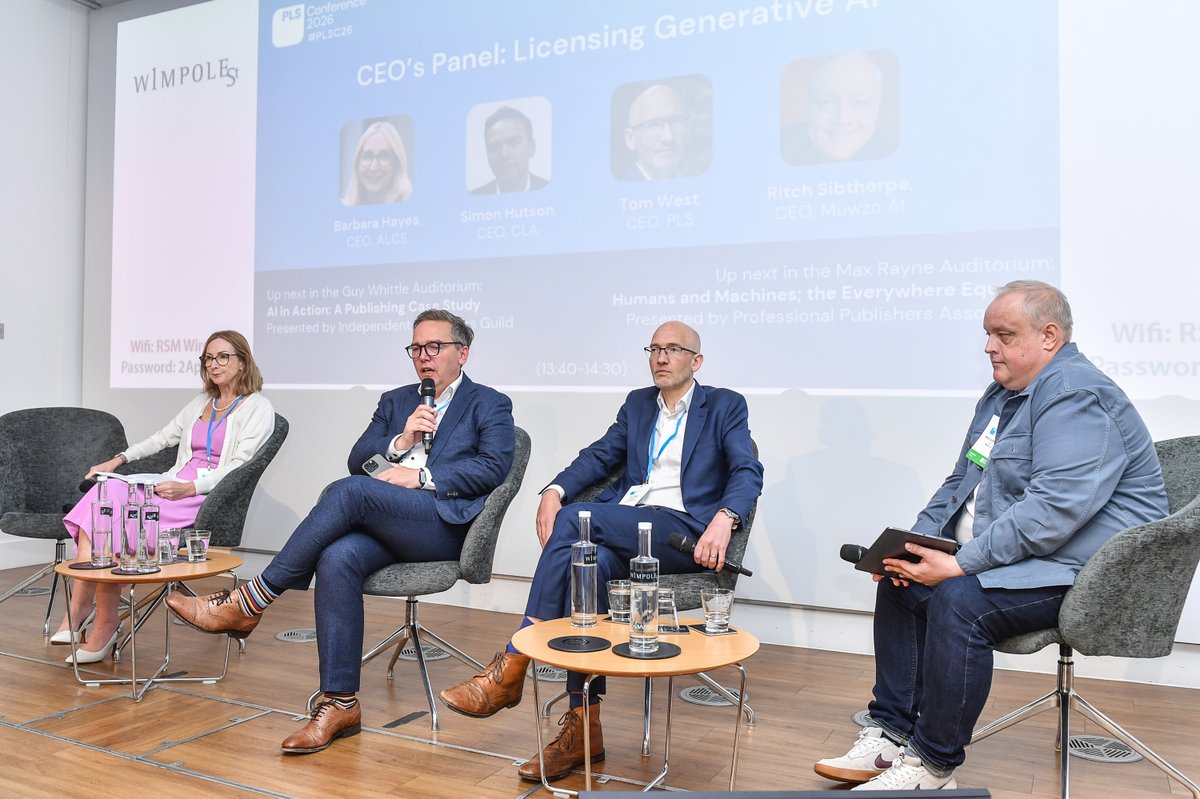 CLA_UK's tweet photo. We were delighted to join last week’s PLS Conference, where CEO Simon Hutson &amp; James Bennett, Head of Rightsholder Relations, spoke on AI licensing &amp; collective licensing. It was a great opportunity to connect with the publishing community &amp; discuss the future of copyright &amp; AI. https://t.co/VC4VbBdhjR