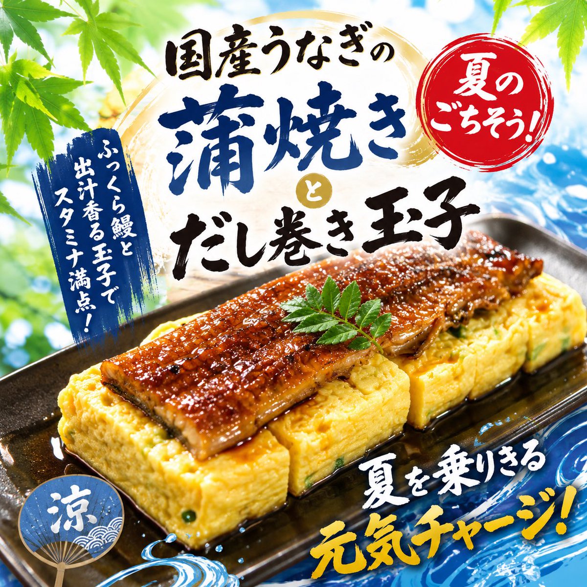 mikaku_akiba's tweet photo. 夏の元気チャージに☀️
「国産うなぎの蒲焼きとだし巻き玉子」

香ばしく焼き上げた国産うなぎの蒲焼きを、ふっくら出汁香るだし巻き玉子にどーんとのせました。
甘辛いタレとやさしい玉子の組み合わせは、もう間違いなし。暑い日のスタミナ補給にぜひ！ https://t.co/CqHbfKoMwn