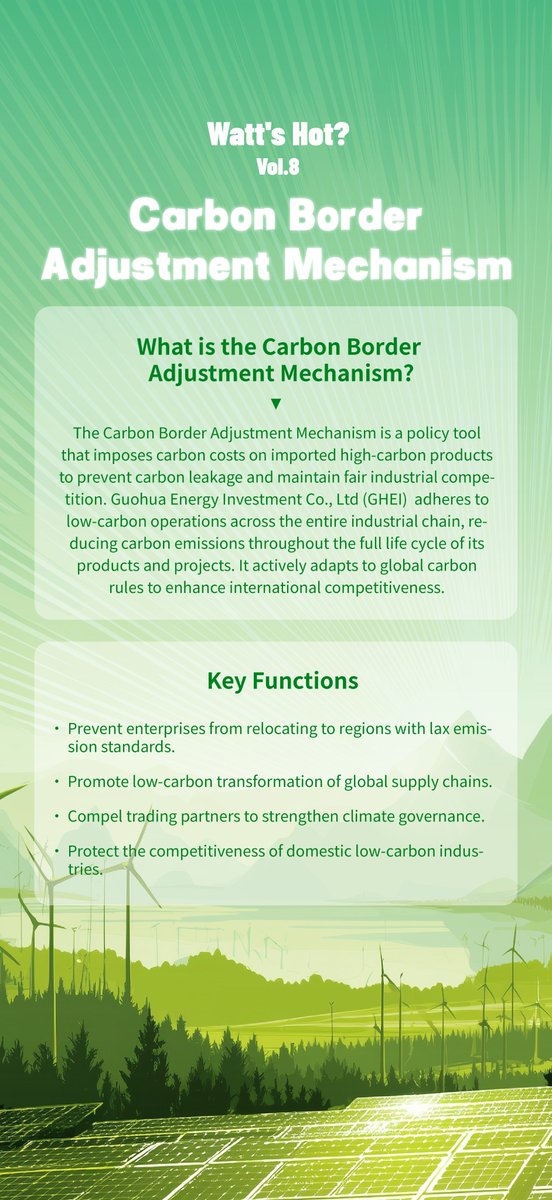 GreekWindmills's tweet photo. Watt's Hot?
 Carbon Border Adjustment Mechanism
GHEI strengthens full-chain low-carbon operations to adapt to the Carbon Border Adjustment Mechanism🍀🌍
#CBAM #LowCarbon #EnergyTransition #GuohuaEnergy https://t.co/6ONsMYaaNK