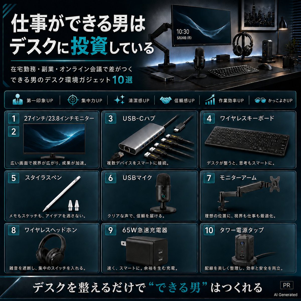 lifehackLabo2g's tweet photo. シゴデキは、デスクが違う💻

在宅勤務・副業で差がつく
“デキる男”のデスク周りガジェット (pr)