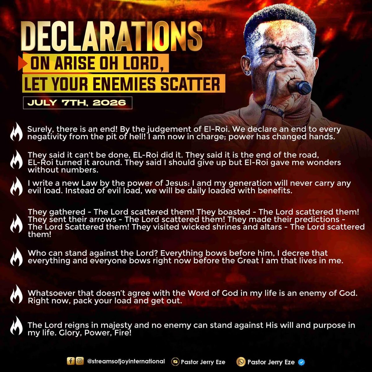 SOJToronto's tweet photo. 31 DAYS OF JULY SPECIAL PROPHETIC DECLARATIONS DAY 7, BY PAPA JERRY EZE 🔥
What God cannot do does not exist!!!
#NSPPD
#7amfireprayers
#PastorJerryEze
#StreamsofJoyToronto🇨🇦
#StreamsOfJoyInternational https://t.co/CwKhE3ClmC